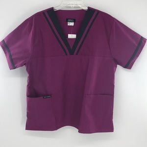 NEW Top Scrub Uniform PinkPurple/NavyBlue V-neck